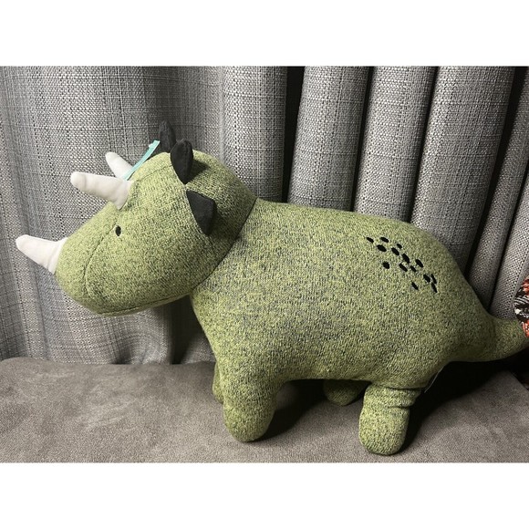 Pillowfort Dinosaur Green Triceratops Plush Throw Pillow Stuffed Animal Toy 21” - Picture 1 of 7
